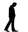 Descripción: Man Thinking : one caucasian business man walking silhouette Full length in studio isolated on white background